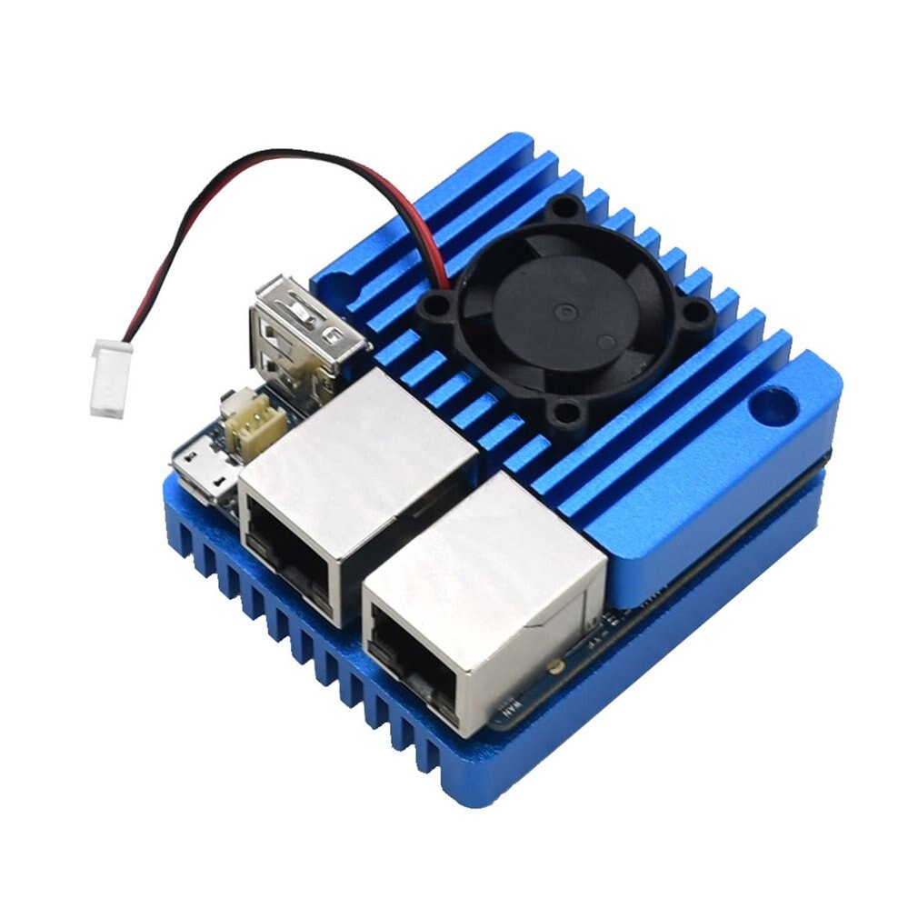 Nanopi R2s powłoka chłodząca routera ze stopu aluminium z wentylatorem chłodzącym robić procesora powłoka ochronna akcesoria: niebieski