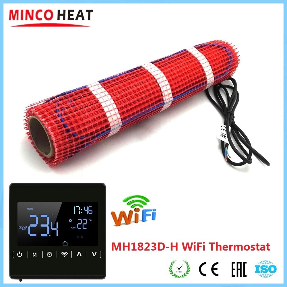 MINCO HEAT 50cmX2m 1m2 Underfloor Heating Warm Mat 150w/m2 Electric Heater Under Tile with Smart WiFi Thermostat