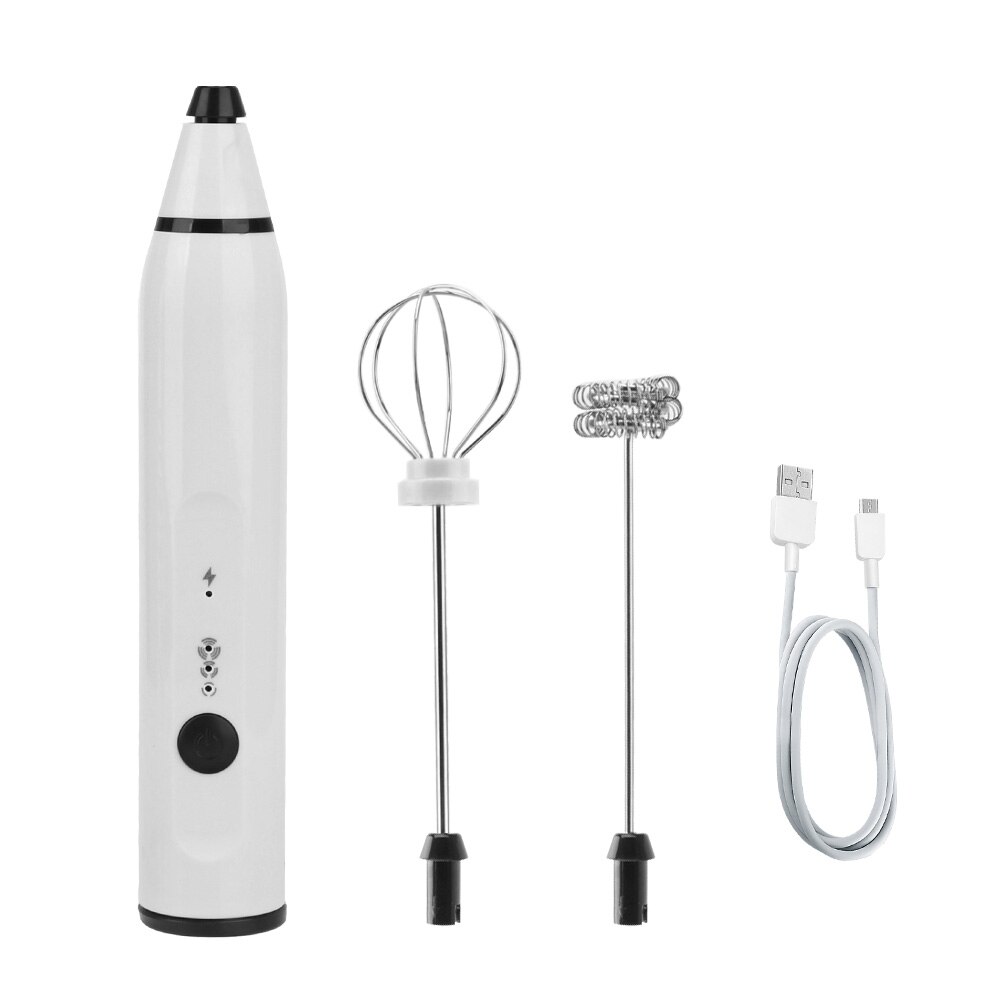 HILIFEElectric, mezclador de café, Espumador de leche, Espumador de café, Espumador de leche, batidor de huevos de mano, máquina mezcladora, accesorios de cocina: Blanco