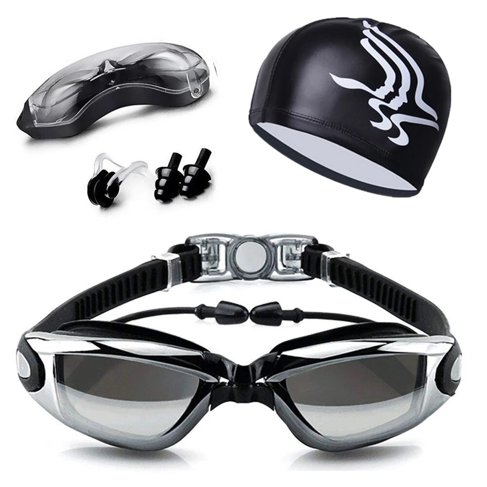 Professionele Zwembril Hd Anti-Fog 100% Uv Verstelbare Bril Riem Zwemmen Goggle Volwassen Waterdichte Bril