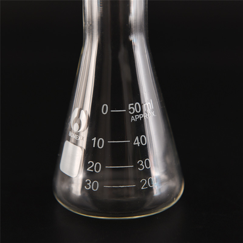 Clear Lab Conical Flask Glass Scientific Safe Glassware Laboratory School Research Supply Glass Erlenmeyer Flask 50ml