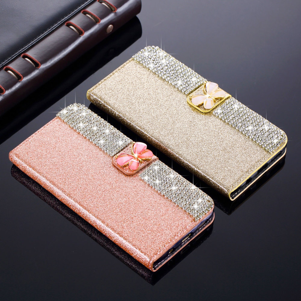 L-FADNUT Bling funkeln Brieftasche Telefon fallen Für HUAWEI Kamerad 20 Profi P20 Lite P30 Nova 4e Luxus Ständer Abdeckung 360 schutz Capa