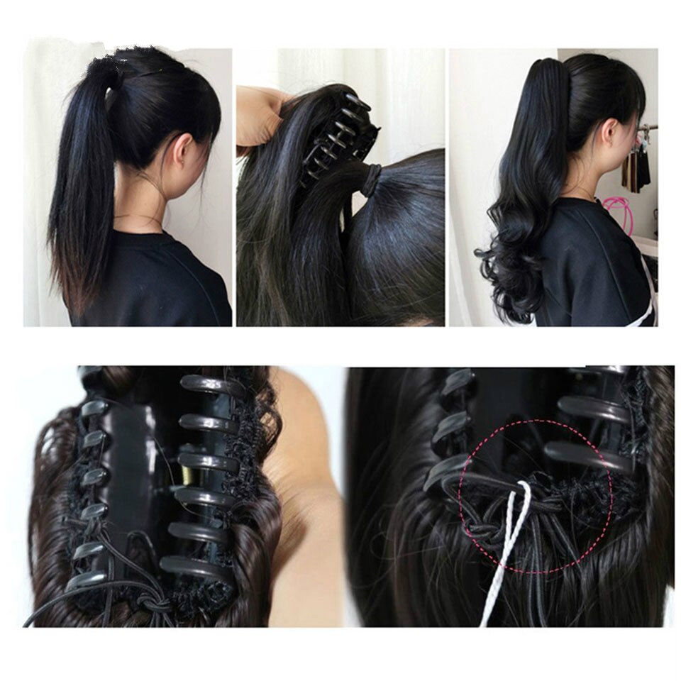 Coleta rizada corta para mujer, coleta negra o marrón, pelo sintético ondulado, coletas pequeñas de 10 pulgadas