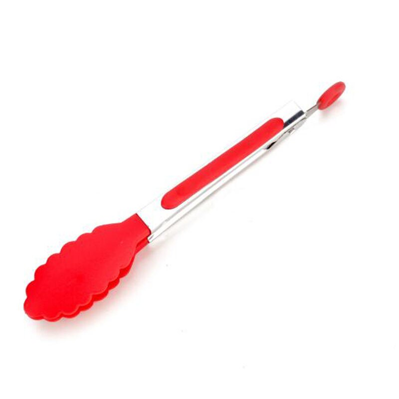 1Pc 20cm Siliconen Voedsel Clip Multifunctionele Gel Klem Keuken Tang Dessert Clip Broodrooster Tang voor Koken Bakken Barbecue tool: Red
