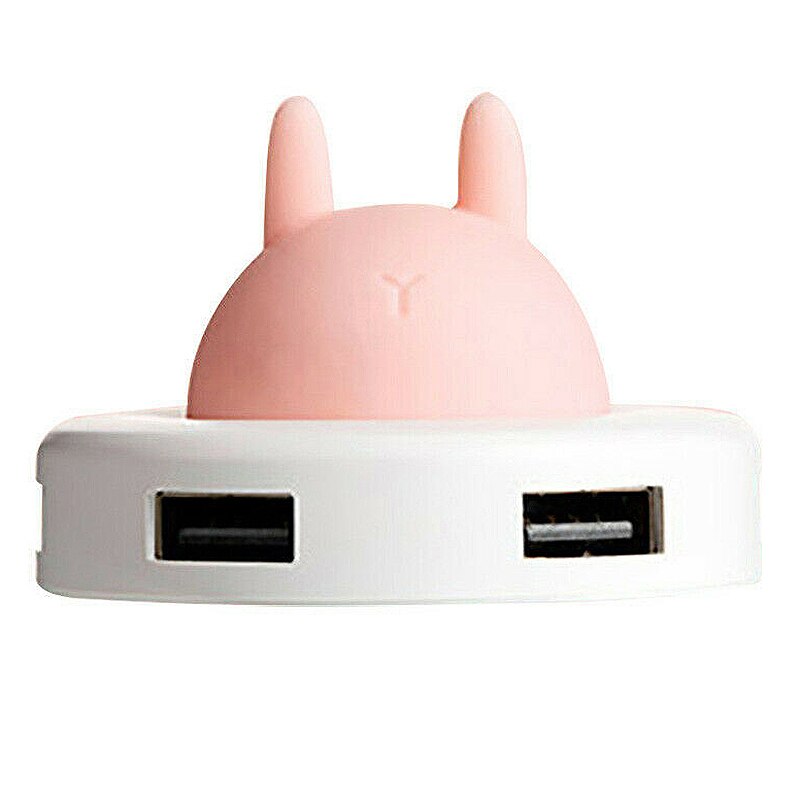 Mini Cute USB Night Light Hub Portable Atmosphere Night Light Hub Extender 4 Port USB Splitter Cable Cartoon