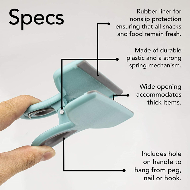 Set of 8 Pieces Large Heavy Duty Bag Clips Chip Bag Clips Large Food Clips forFood Storage with Air Tight Seal Kitchen Accessory