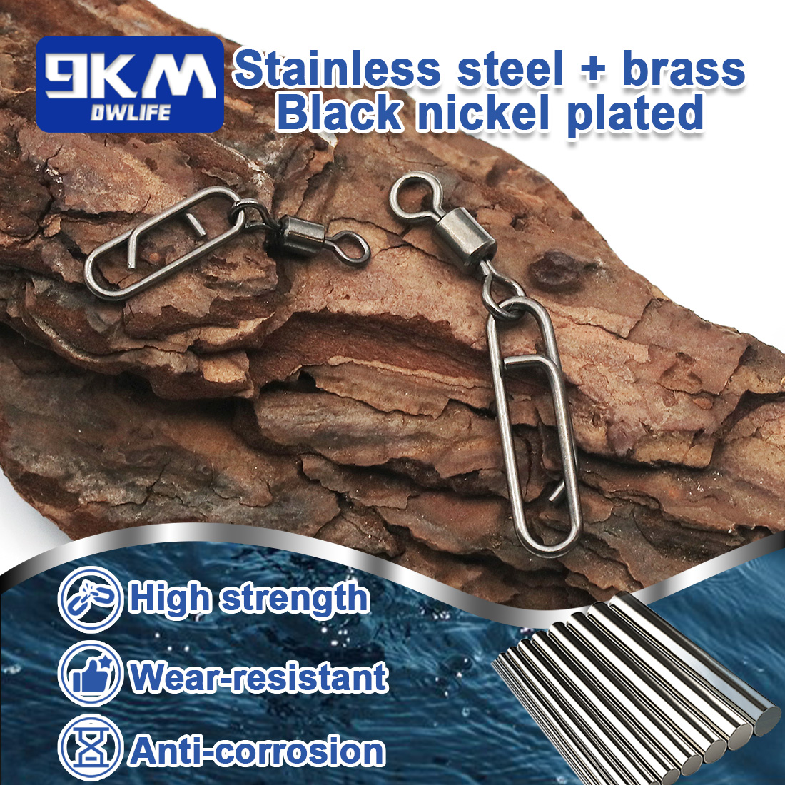 Giratorio de pesca con Clips eléctricos, 50 ~ 200 Uds., Clip de cambio rápido de acero inoxidable, anillo dividido para agua salada, broche giratorio de pesca