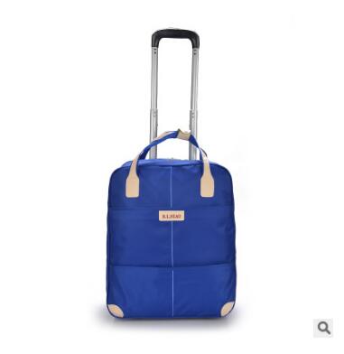 travel trolley bag with wheels women men Unisex luggage bag on wheel suitcase Travel Duffle Oxford Travel bag on wheels: blue