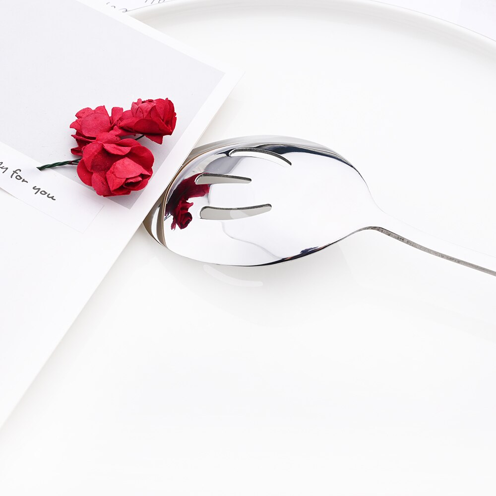 4Pcs Silver Dinnerware Set Stainless Steel Cutlery Serving Utensils Buffet Catering Flatware Serving Colander Spoon Flatware Set