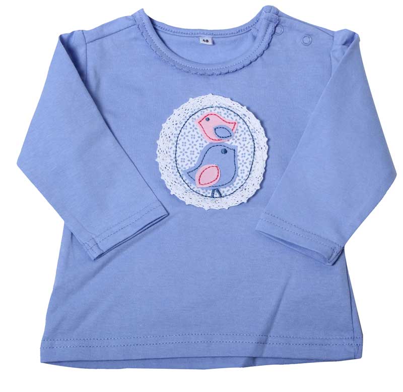 Baby T-shirt Long Sleeves Born Baby Tees 0-6 Months Boys And Girls Cute Bird Tops Blue And White Cartoon Clothes: Blue / 3M