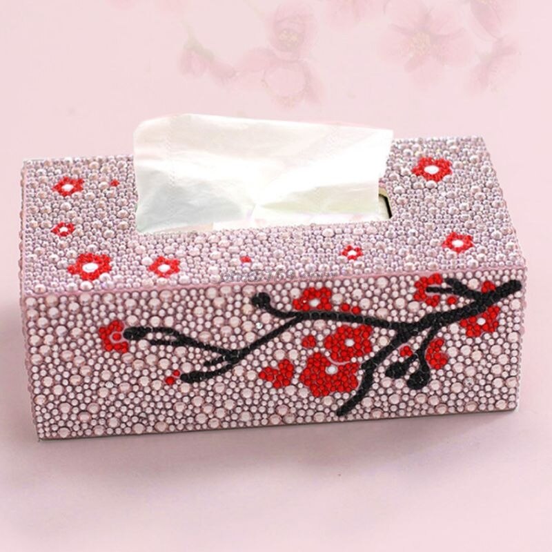 Forme spéciale diamant peinture bricolage rouleau boîte à mouchoirs stockage de bijoux lune étoile fleur point de croix artisanat: 7