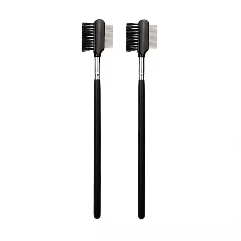 1 brocha de maquillaje para cejas, peine de pestañas de acero inoxidable, brochas de maquillaje para pestañas, 2 lados, herramientas cosméticas de belleza para el cuidado múltiple: Rosa