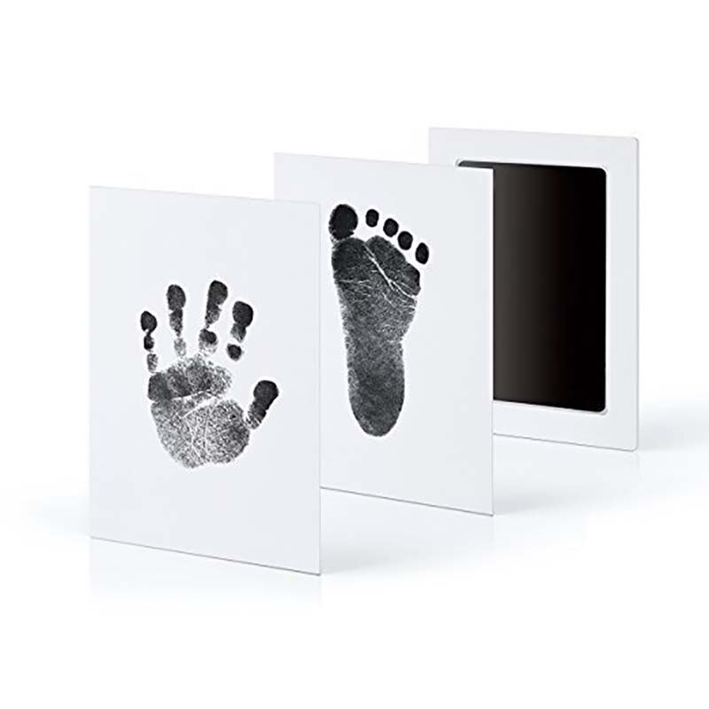 Kit de impresión de huella de mano para bebé recién nacido, almohadillas de tinta no tóxicas, seguro, recuerdos para niños, accesorios para el cuidado del bebé: Black
