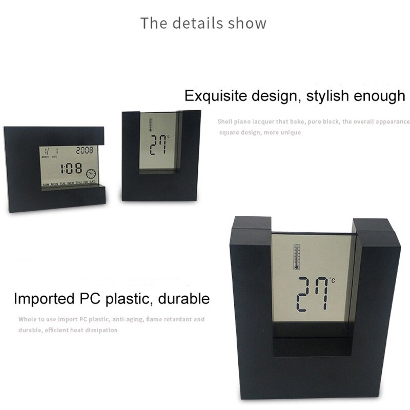 Digital Alarm Clock Rotating Induction Multifunction 360Degree Rotation Four-Sided Clock For Living Room Bedroom Office