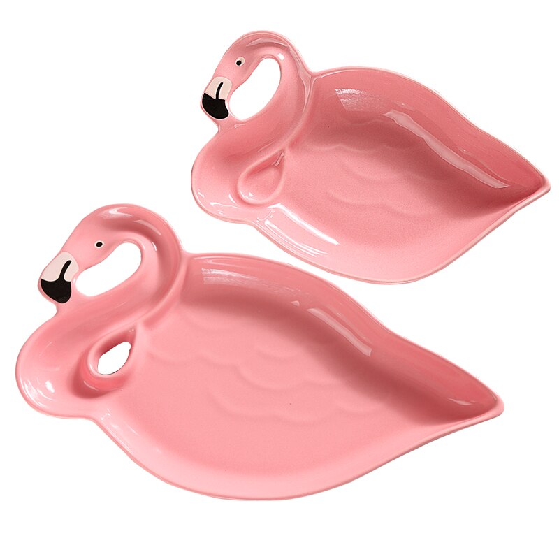 1 sztuk flaming dekoracji różowy 3D płyta ceramiczna przekąnarty suszone talerze na owoce miska na owoce naczynia deserowe zestaw obiadowy z porcelany kostnej