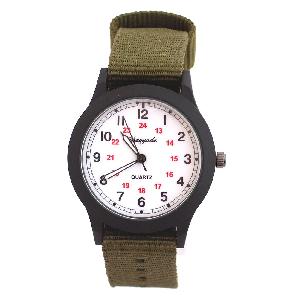 Sød nylon rem ur fødselsdag jul piger drenge armbåndsur børn & #39 dages børn: Hvid grøn rem