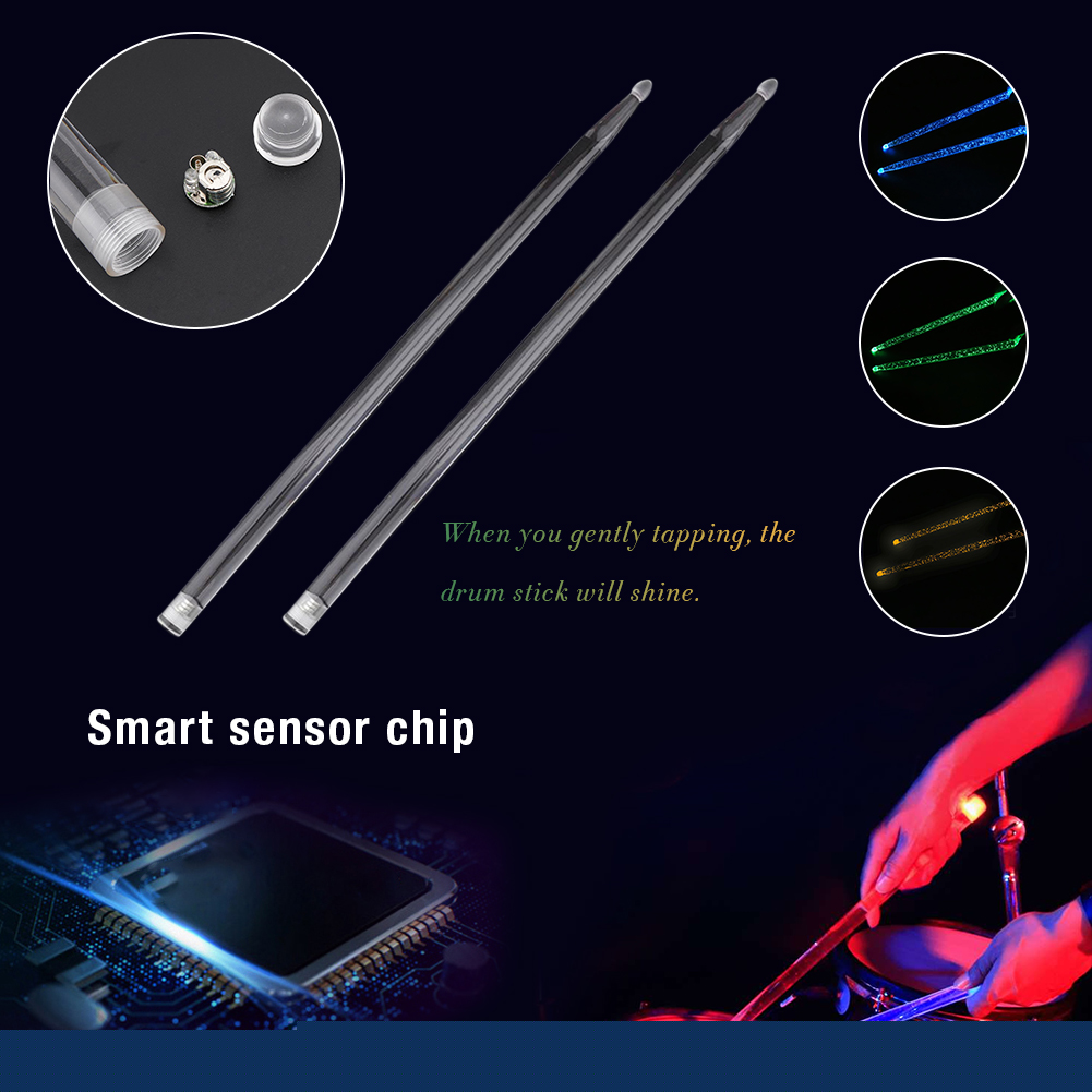 Acrylic Thigh Shiny LED Light Drumsticks Percussion Instrument Luminous Stick Drum Accessories