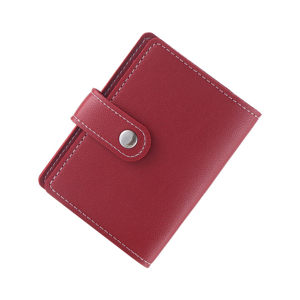 24 Card Slots Business Card Holder PU Leather Plastic Candy Color Korean Passport Bag Cute Card Holder Credit Card Bag: Style 2-red