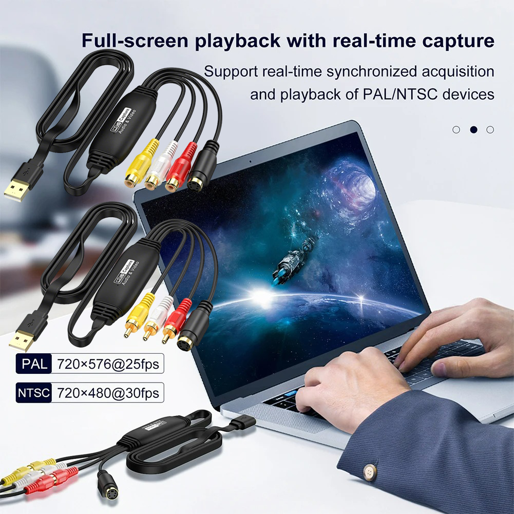 Tarjeta de captura de Audio y vídeo USB 2,0, adaptador convertidor analógico a Digital VHS Mini DV Hi8 DVD VCR para Windows, portátil, PC de escritorio