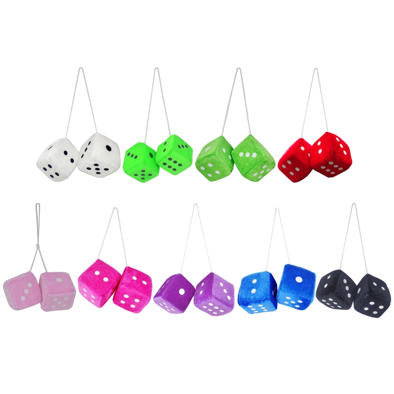 Multicolor Pluche Dices Auto Opknoping Hanger Jaar Dobbelstenen Fluwelen Dobbelstenen Model Decoratie Achteruitkijkspiegels Styling