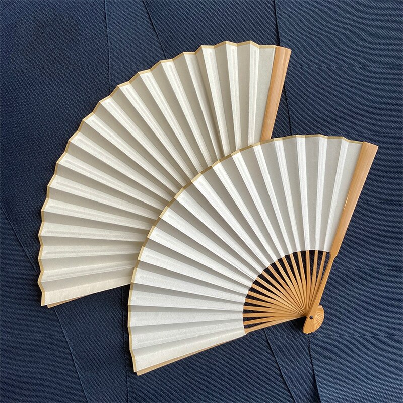 Blank Calligraphy Paper Folding Fan Classical DIY Xuan Paper Fan Artist Brush Calligraphy Ink Painting Paper Fan Art Supply