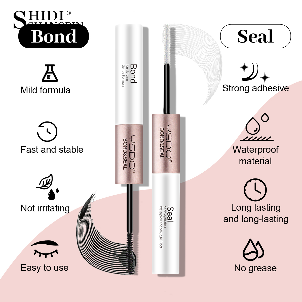 Shidi shanpin 1pc 2 in 1 Bond & Seal/Lock wasserdichter Kleber Schnellt rockn ender Kleber und Versiegelung Dual-Ended Wimpern kleber Strong Hold Tool