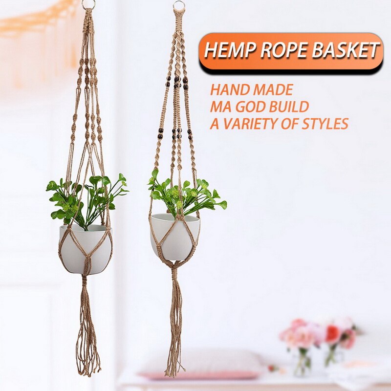 Hanging Rope Basket Handcrafted Plant Braided Hang... – Grandado