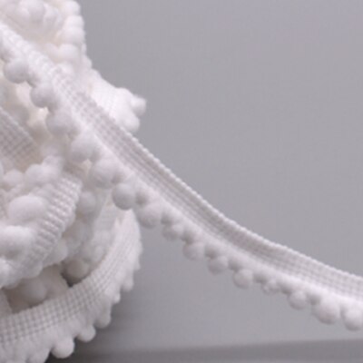 5yd/lot 10mm breedte kleurrijke kleine PP bal kant lint kwastje trim naaien materiaal accessoires voor woondecoratie: white 000