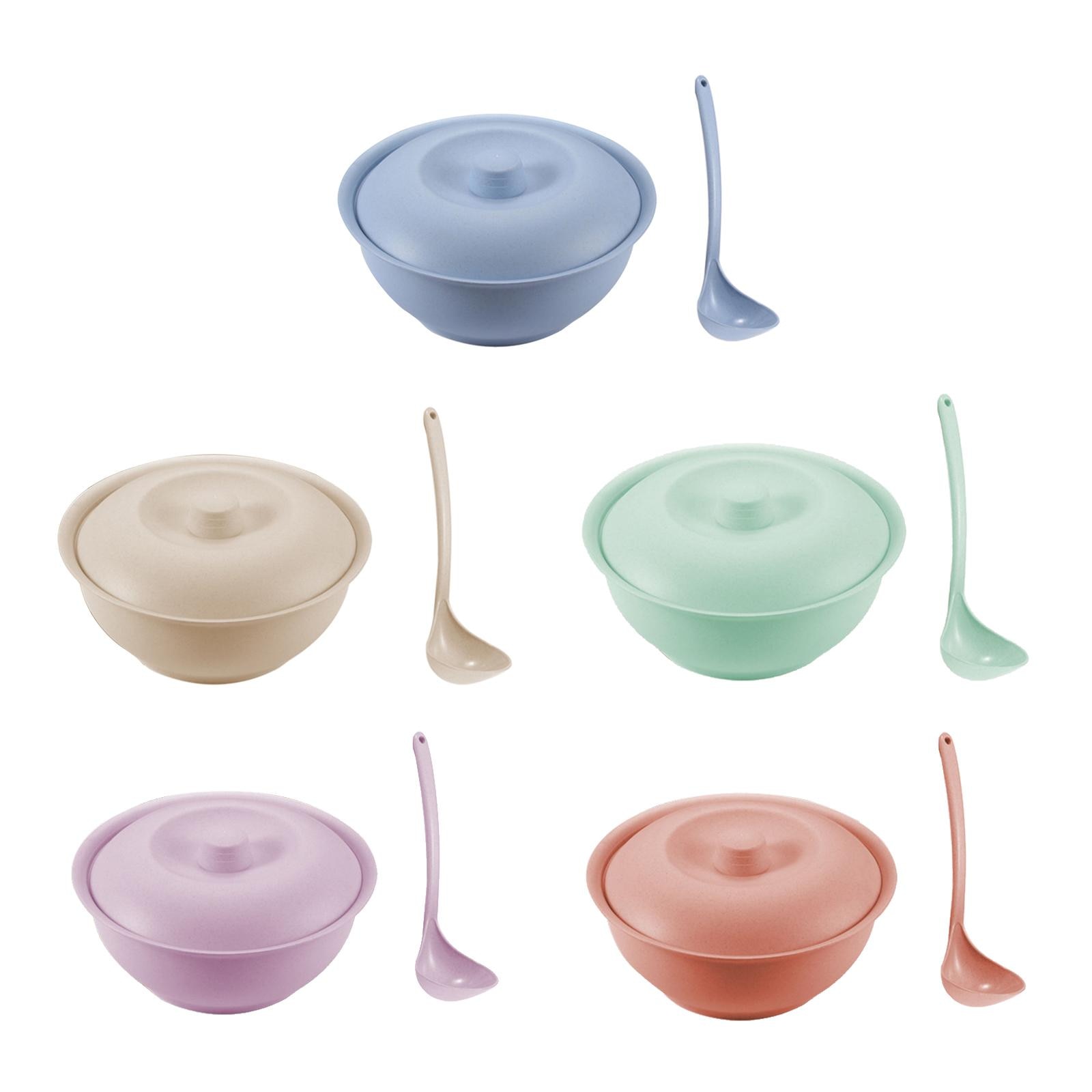 Cereal Bowls Set with Spoon Heat and Cold Resistant for Pasta Yogurt Cereal