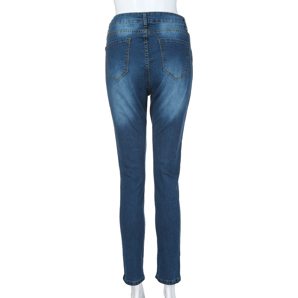 Grande Taille 4XL Skinny Jeans Femmes Denim Pantalon Taille Haute Bouton Stretch Pantalon Crayon Mince Décontracté Pantalons Longs Jeans Déchirés