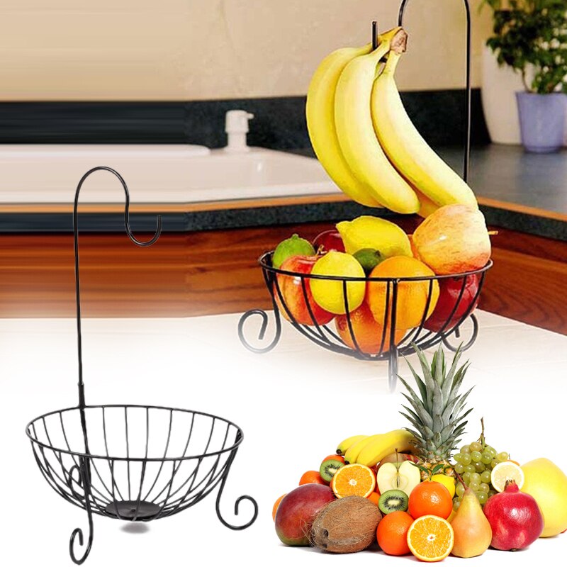 Practical Metal Fruit Basket Detachable Banana Hanger Storage Organizer