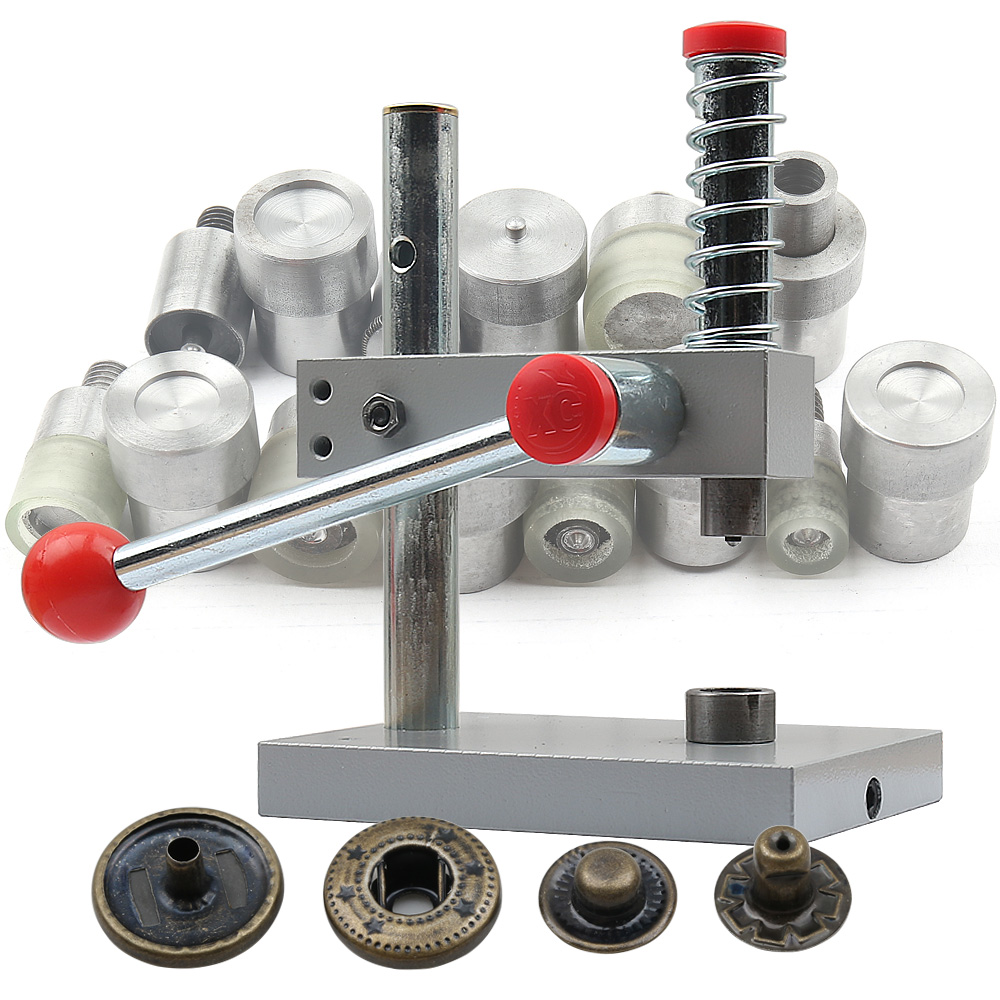 Pressa a mano piccola da tavolo multifunzionale o fustelle in metallo per bottoni automatici per borse per abbigliamento in pelle, jeans, accessori per cucire