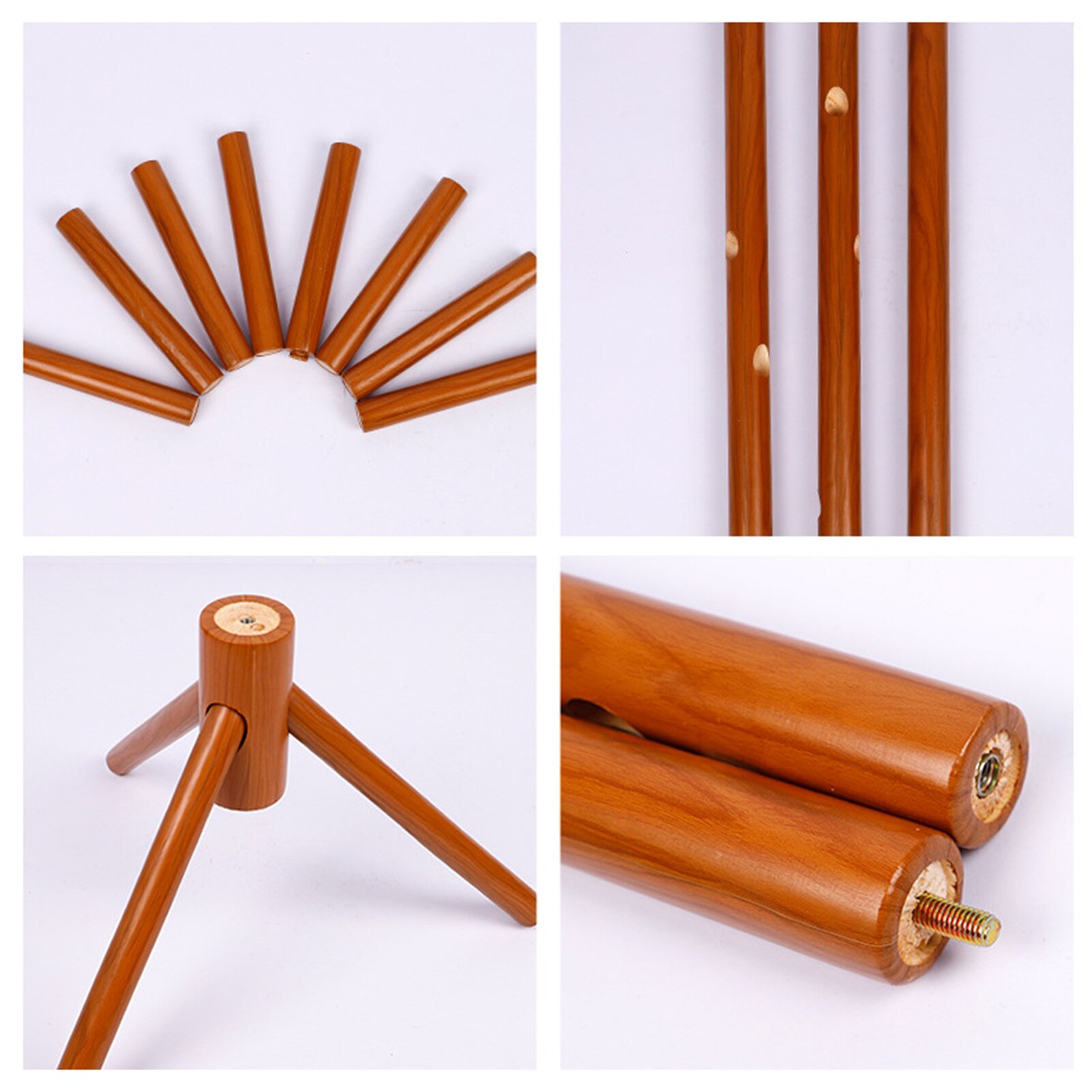 Wood Hangers Hat Coat Display Floor Standing Rack 6 Hooks Clothes Hanger Bedroom Clothing Organizer