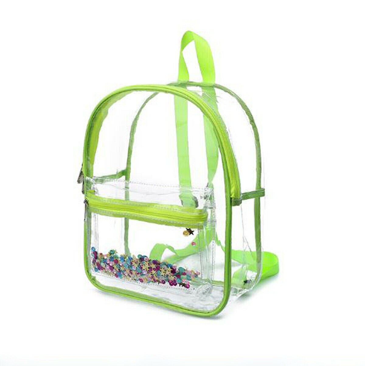Transparent Bags Clear PVC Backpack Travel School Bag rucksack Security Unisex: Green