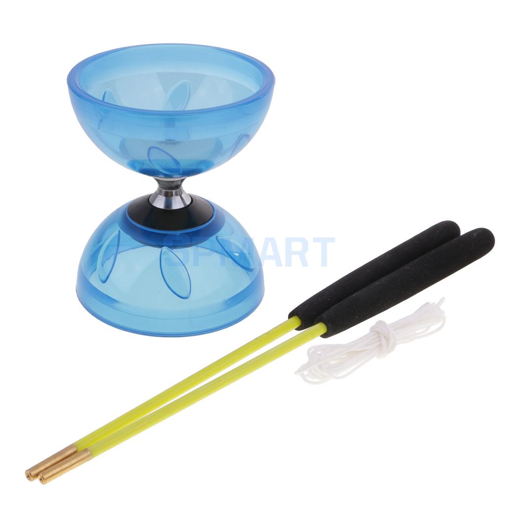 3 Triple Lager Jongleren Diabolo Speelgoed Met String Metal Sticks Kids Chinese Yoyo Professionele Educatief Speelgoed 13/10.5 Cm Diameter: Blue Large Size