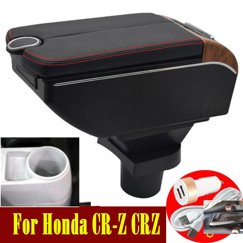 For Honda CR-Z CRZ Armrest Box Double doors open 7USB Centre Console Storage Box Arm Rest