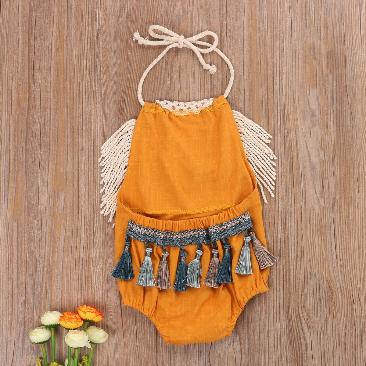 Focusnorm Baby Meisjes Jongens Kwastje Bodysuits Mouwloze Effen Riem Zomer Leuke Jumpsuits 2 Kleuren