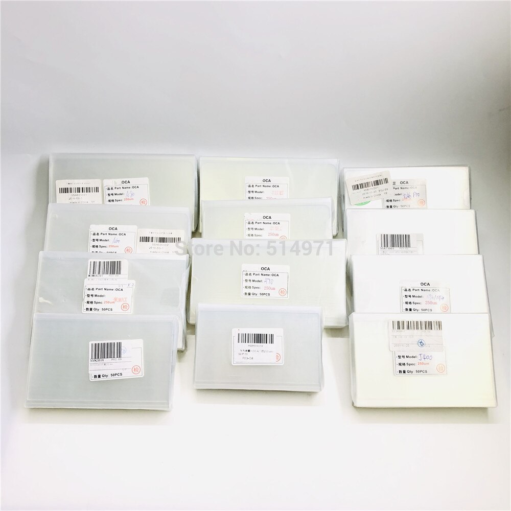 50 stk 250um til samsung  a10 20 30 40 50 a70 80 m10 m20 m30 m40 oca lim optisk claear selvklæbende film og let rive klistermærker