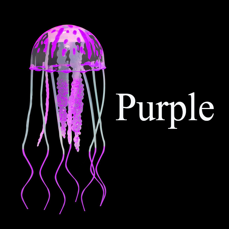 Colorido efecto brillante Artificial silicona vívida medusas pecera acuario decoración submarino ornamento decoración mascota acuática: Morado