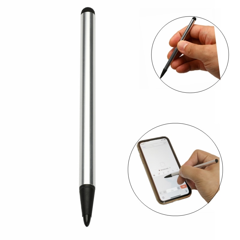 1 Pcs Capacitieve Stylus Potlood Mobiele Telefoon Touch Screen Pen Voor iPad Tablet Voor iPhone Samsung Xiaomi Mobiele Telefoon Zilver