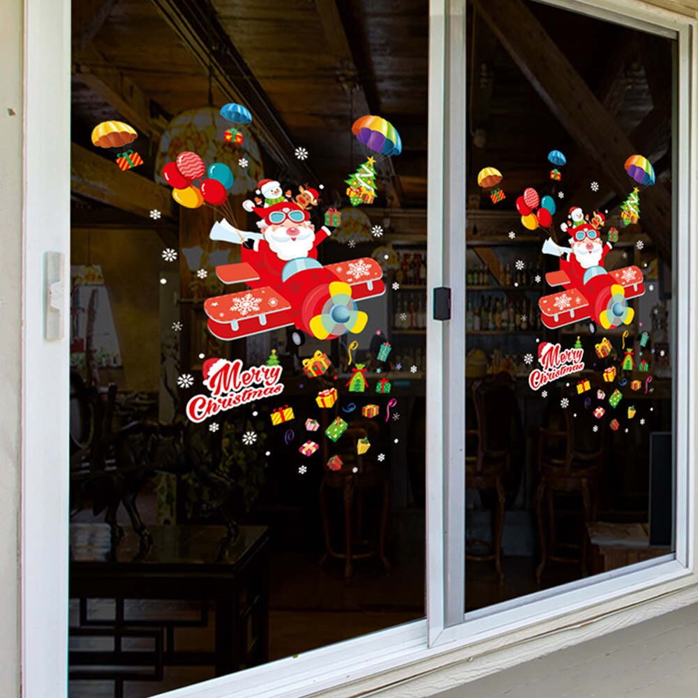 Vrolijk Kerstfeest Window Stickers Kerstman Sneeuw... – Vicedeal