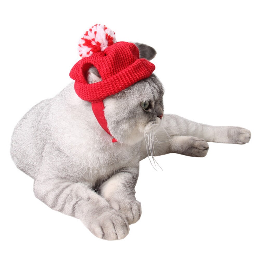 Gorro Gato de Navidad para perros y cachorros, gorro de Papá Noel para mascotas, suministros para perros, gatos, cachorros, vacaciones de Navidad, gatito, sombrero de lana perforado, decoración