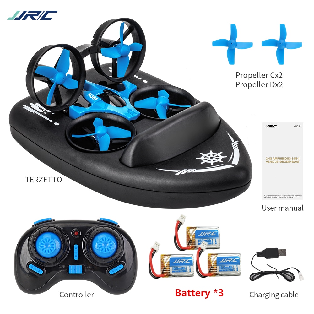 JJRC H36F 3in1 RC Drone Quadcopter/Voertuig/Hovercraft Boot Mini Drone Kids Speelgoed Voor Zee Land en Lucht VS JJRC H36 E010