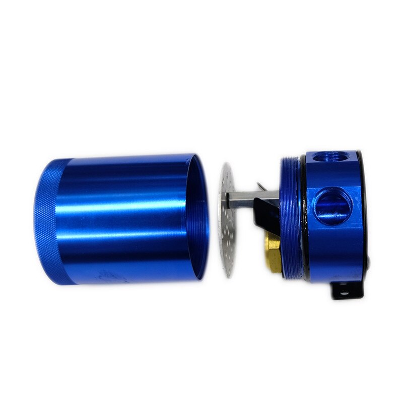 300ml 3-Port Oil Catch Can Compact Baffled Aluminum Reservoir Oil Catch Tank Fuel Tank Three hole breathable Kettle: Blue
