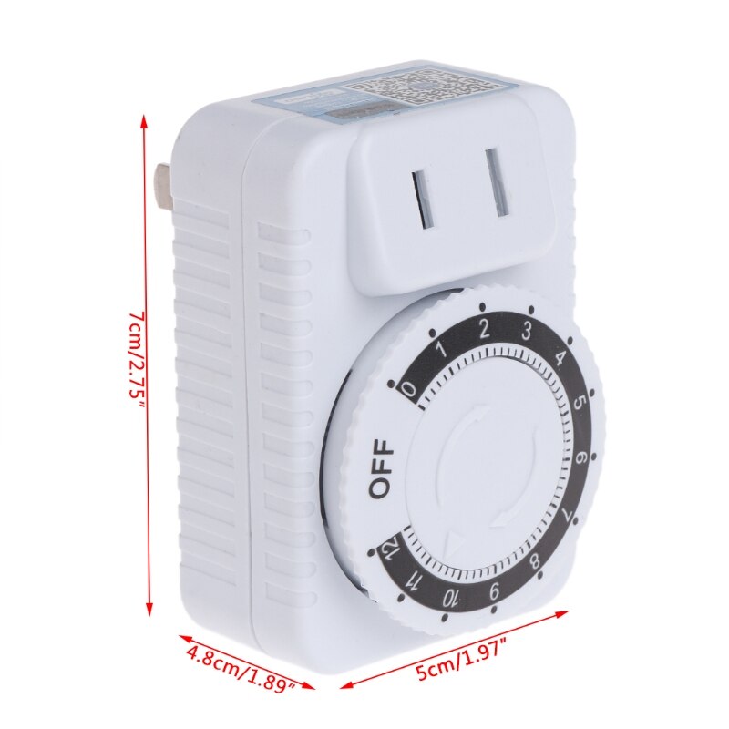 Ac 220v 12 timmars elektrisk mekanisk timer väggkontakt strömbrytare digital nedräkningstimer uttag vit