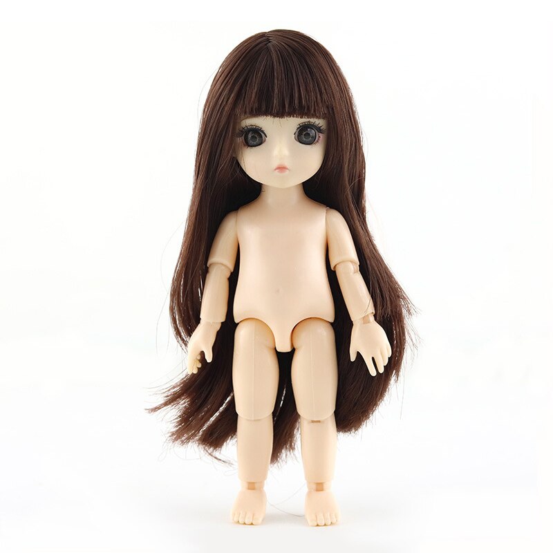 16cm mobile Joint poupée jouet 3D grands yeux longue poupée femme corps Muscle poupée Joint poupée: 04