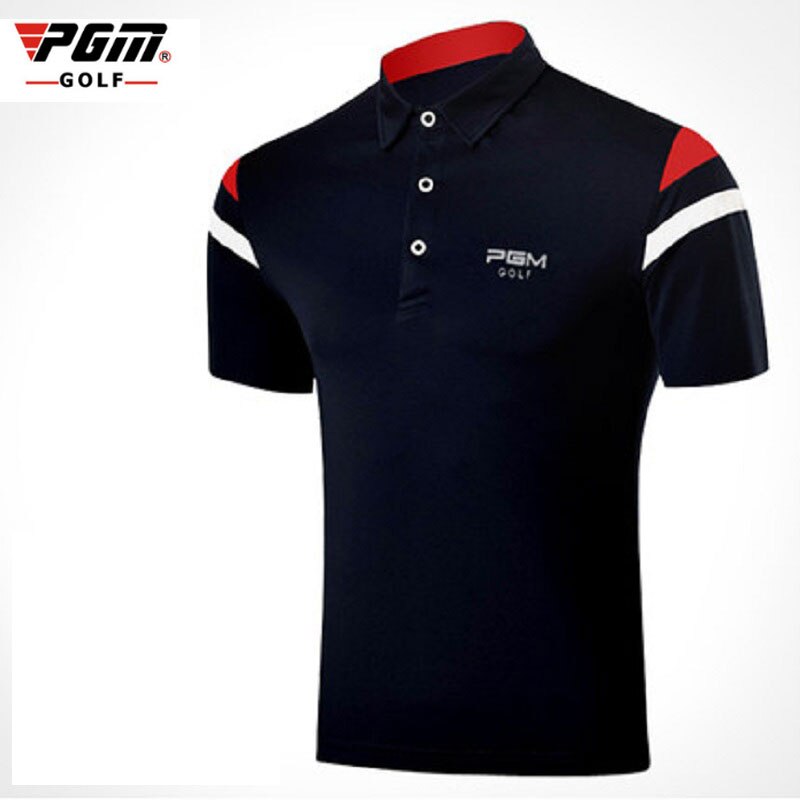 Golf t-shirt til mænd turn down krave skjorter sommer åndbare elastiske skjorter kortærmede uniformer golf tøj  d0354: Marine blå / M