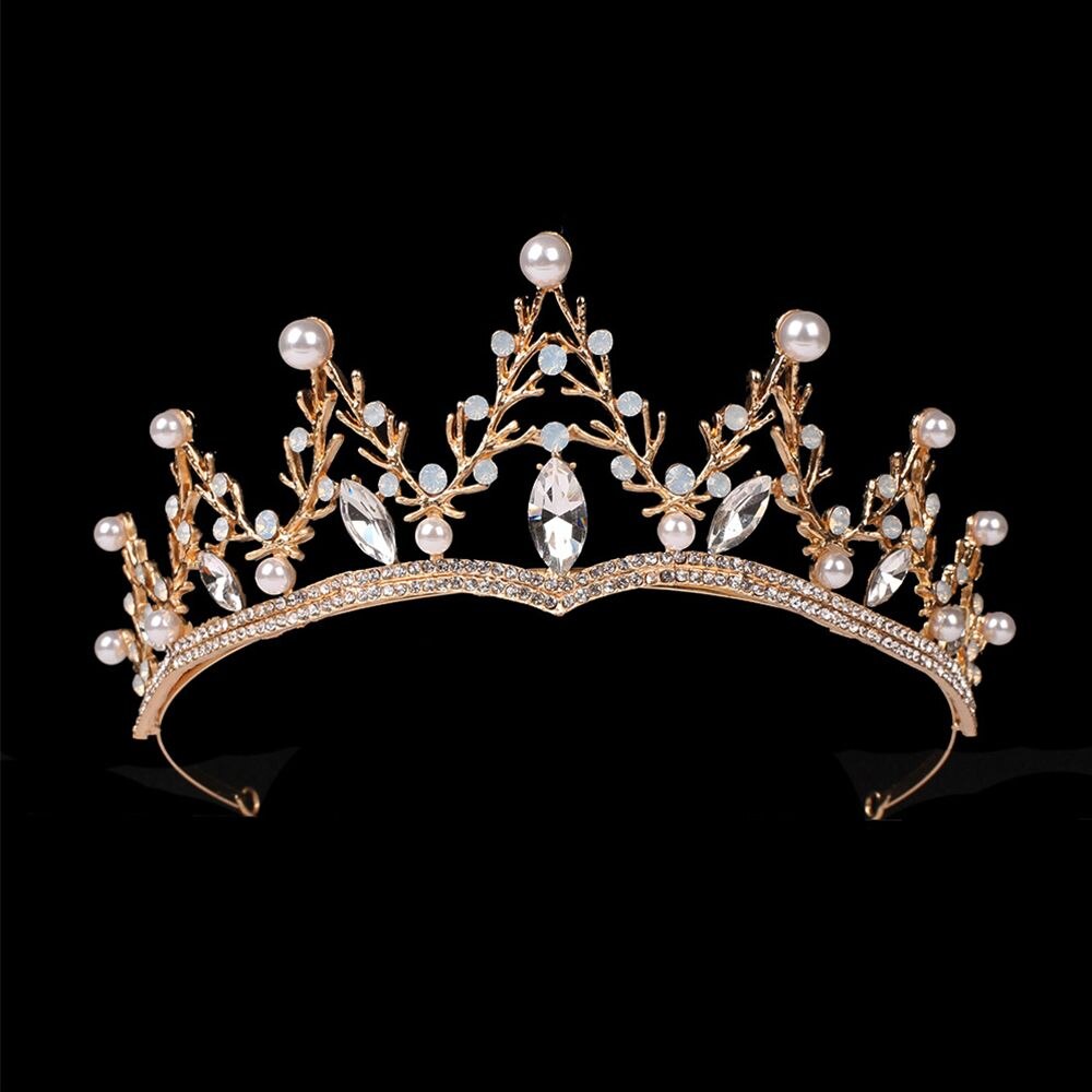 Vintage Green/Red Rose Crystal Bridal Crown Tiara Bridal Hair Jewelry Wedding Hair Accessories: 8