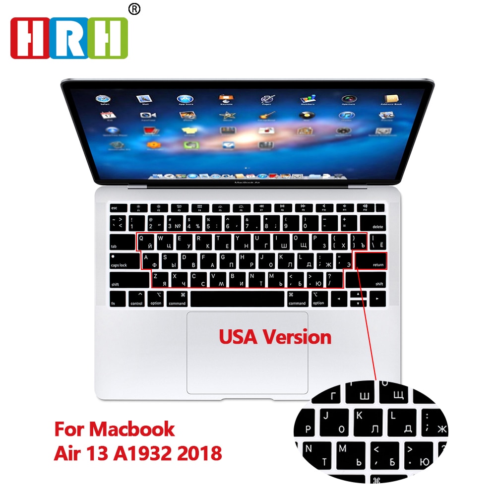 HRH Korean Thai Russian Taiwanese Language Silicone Laptop Keyboard Cover Protector for MacBook Air 13" Released A1932