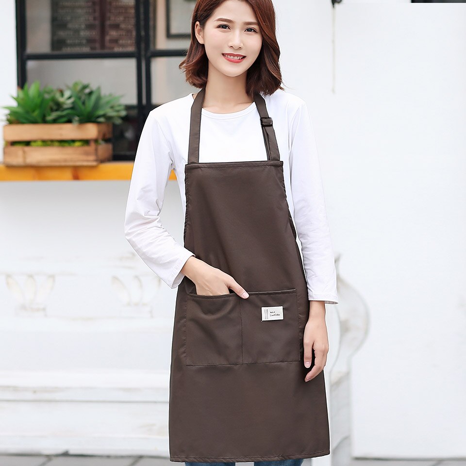 Adjustable Women Kitchen Apron For Cooking Baking Barista Apron Pink Waitressing Aprons Ladys Pinafore Thicken Restaurant Apron